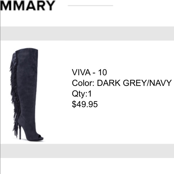 Shoe Dazzle Shoes - Thigh high blue fringe open toe boots